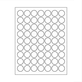 Blank, printable labels: 1" circle, matte white paper with PERMANENT adhesive, 10 sheets= 630 labels