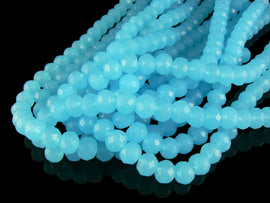 Aqua Faceted Glass Beads: 10x8mm Rondelle, 12" Strand (~42 Beads)