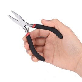 Pliers: flat nose pliers with comfort handle, 5" long, rustless carbon steel, Beadthoven brand