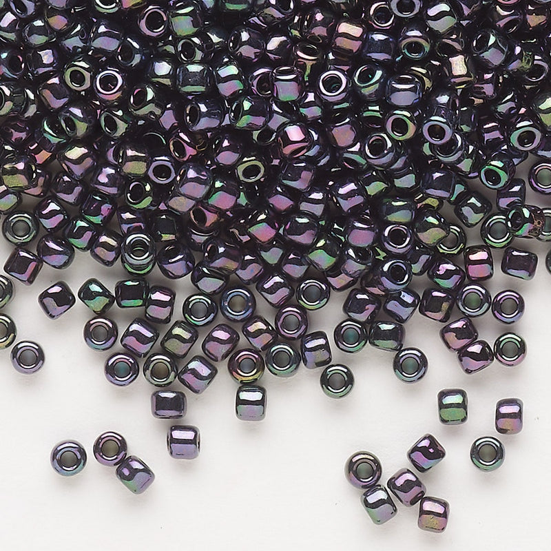 Matsuno Dyna-Mites Seed Beads: Opaque Iris Peacock Purple, Size 8/0 (100g)
