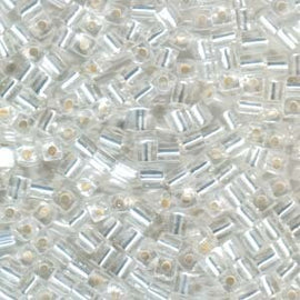 Miyuki square glass seed beads: SB1, 4mm silver lined clear, 20g, ~208 beads