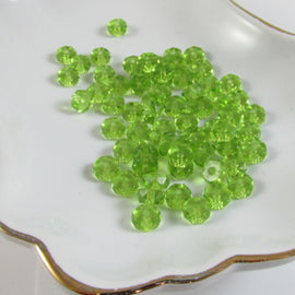 Peridot Green Czech Glass Beads: Faceted Rondelle, 3x6mm (60 beads)