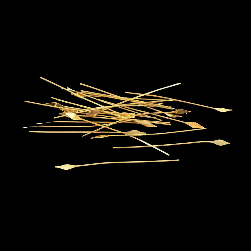 Gold Plated Headpins: 2" Brass Spear End, 22 Gauge (50pcs)