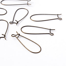 Antiqued Bronze Kidney Earwires: 33mm Brass Plated, Lead, nickel, & Cadmium free, 24 pcs