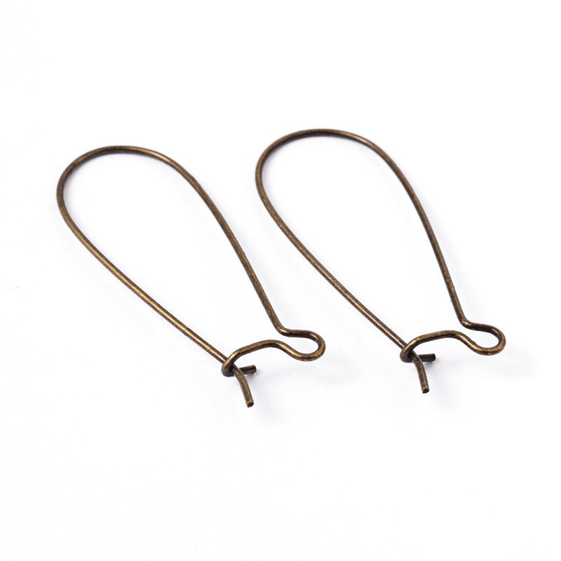 Antiqued Bronze Kidney Earwires: 33mm Brass Plated, Lead, nickel, & Cadmium free, 24 pcs