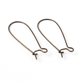 Antiqued Bronze Kidney Ear Wires: 33mm Brass Plated, Lead Free (50 pcs)