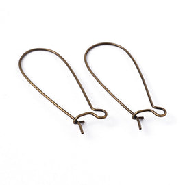 Antiqued Bronze Kidney Earwires: 33mm Brass Plated, Lead, nickel, & Cadmium free, 24 pcs