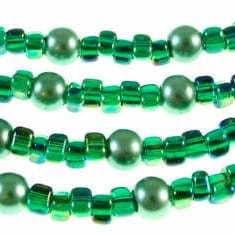 4mm amber yellow color line green triangle glass beads Miyuki1812 20gm ~250 bead