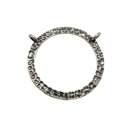 Eyeglasses holder pendant: antique silver color, hammered, metal, 25 mm (1