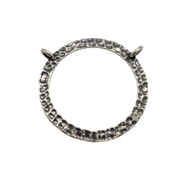 Eyeglasses holder pendant: antique silver color, hammered, metal, 25 mm (1