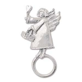 Eyeglasses holder pendant: silver tone metal, angel design, 1 pc