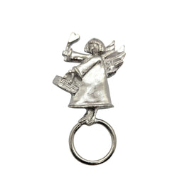 Eyeglasses holder pendant: silver tone metal, angel design, 1 pc