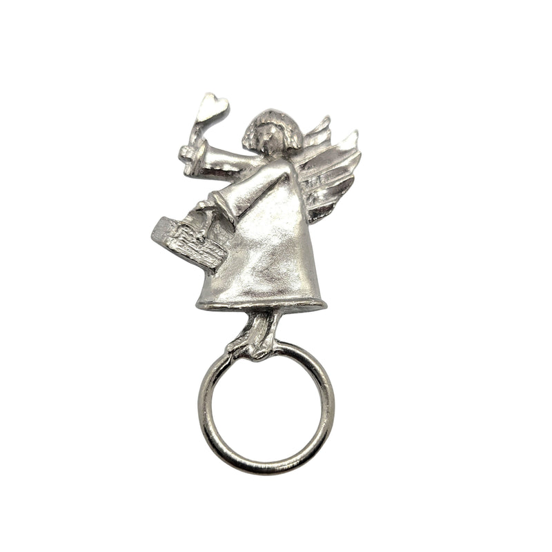 Eyeglasses holder pendant: silver tone metal, angel design, 1 pc