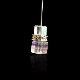 Metal beads: 8 mm squardelles, silver plated metal with amethyst glass rhinestones, 6 beads
