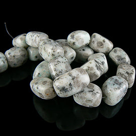 Sesame Jasper Gemstone Beads: Mint Green & White Nuggets, 16" Strand