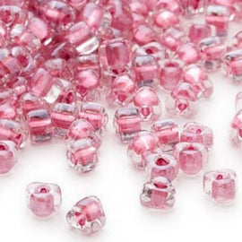 Miyuki #5 (4mm) Triangle Glass Seed Beads: Clear Rose-Lined, TR1132, ~22g tube