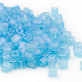 Miyuki Square Seed Beads: Frosted Rainbow Light Blue SB148FR, 4mm (20g, ~208 beads)