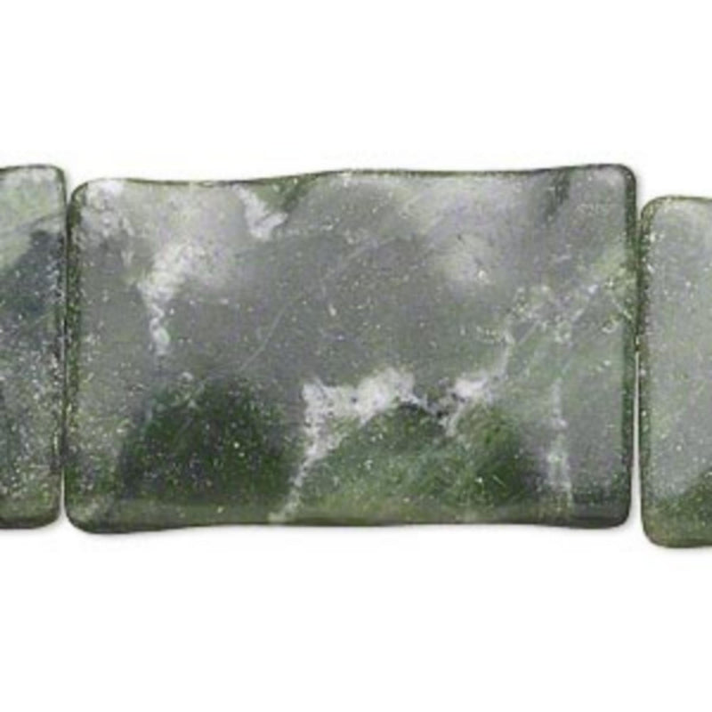 Large Green Serpentine Beads: Wavy Flat Rectangle, 9 pcs (12.5" strand)