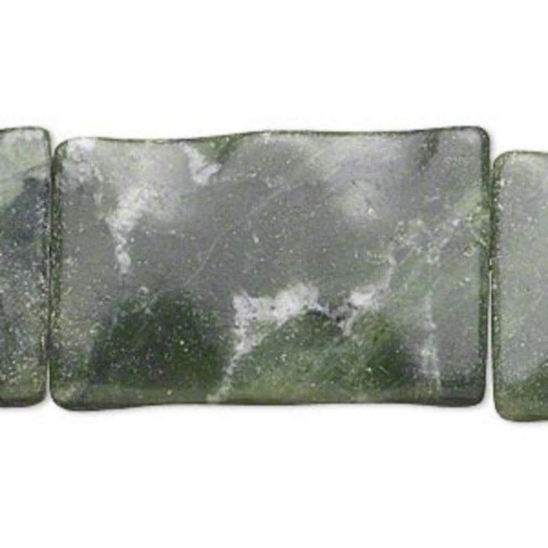 Large Green Serpentine Beads: Wavy Flat Rectangle, 9 pcs (12.5" strand)