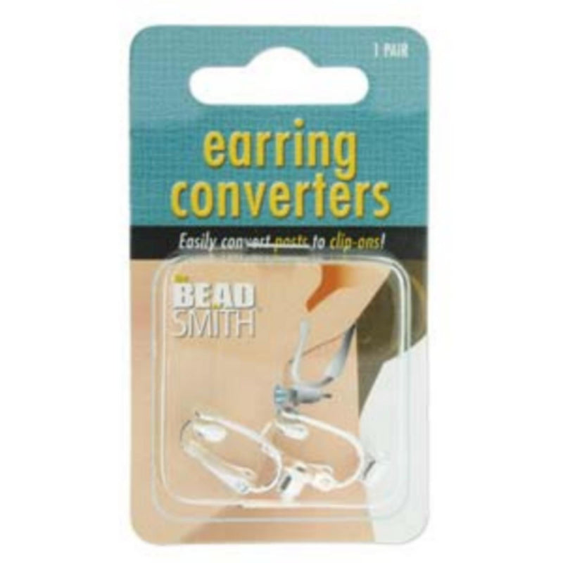 Earring converters: silver plated metal, The Bead Smith, 1 pair Nickel free, EU compliant. EC10SP-R