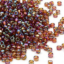 Matsuno Dyna-Mites Size 8/0 Glass Seed Beads: Transparent Rainbow Root Beer Brown, 100g