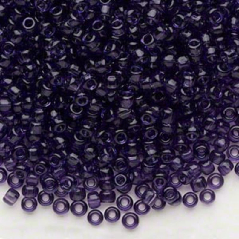 Seed beads: Matsuno Dyna-Mites, size 8/0, transparent purple glass, 2.5 mm L x 2.7 mm, 1.2 mm hole, 20 g, ~600 beads
