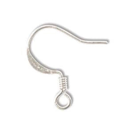 Fishhook earwires: 16 mm H, beautifully styled, nickel free, silver plated metal w/ coil, 144 pcs. (72 pair)