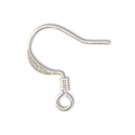 Silver Plated Fishhook Earwires with Coil: 16mm, Nickel Free (48 pcs)