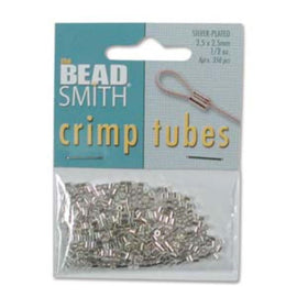 Silver Plated Crimp Tubes: 2.5mm, Jewelry Making Supplies (~250 pcs) TCB25S-B