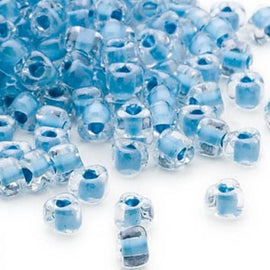 Miyuki #5 Triangle Seed Beads: 4mm Clear Sky Blue Lined TR1116, ~22g tube