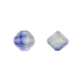 Czech Glass Beads: 12mm Blue and Clear 4-Sided Ovals, 8" strand