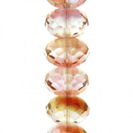 Faceted Czech Glass Beads: Marine Lumi Brandy Puffy 6x9mm Rondelles, 7" Strand