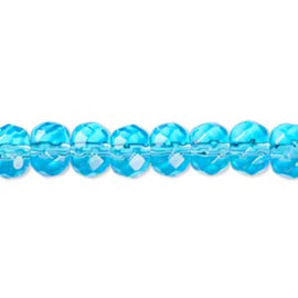 Aqua Faceted Glass Rondelle Beads, 8x6mm, 12" Strand