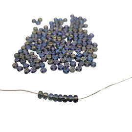 Preciosa Ornela Czech Glass Seed Beads: AB Black Diamond, Size 6/0, 100g, 41010
