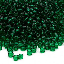 Matsuno Dyna-Mites Seed Beads: Size 8/0 Transparent Emerald Green Glass (20g)