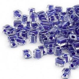 Miyuki Square Seed Beads: Cobalt Blue Lined SB239, 4mm (20g, ~208 beads)