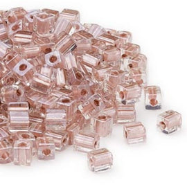 Miyuki Square Seed Beads: 4mm Metallic Copper Lined Clear SB2606, 20g
