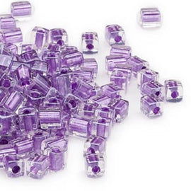 Miyuki Square Seed Beads: Clear Violet Lined SB2607, 4mm (20g)