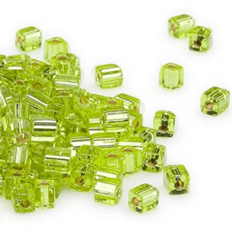 Miyuki Square Seed Beads: Silver Lined Chartreuse SB14, 4mm (29g)