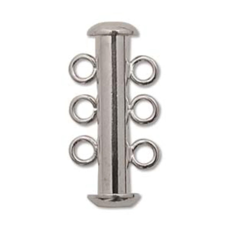 Silver Plated Three Strand Clasp: 21x12mm Jewelry Connector (6 pieces)