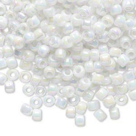 Rainbow Opaque White Seed Beads: Matsuno Dyna-Mites, Size 6/0, 20g