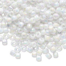 Rainbow Opaque White Seed Beads: Matsuno Dyna-Mites, Size 6/0, 20g