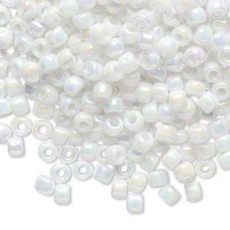 Rainbow Opaque White Seed Beads: Matsuno Dyna-Mites, Size 6/0, 20g