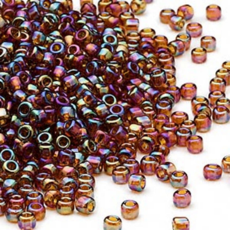 Matsuno Dyna-Mites Size 8/0 Seed Beads, Transparent Rainbow Root Beer Brown (20 Grams)