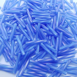 Miyuki TW261F Bugle Beads: AB Matte Sapphire Twisted Glass, 12mm (25g)