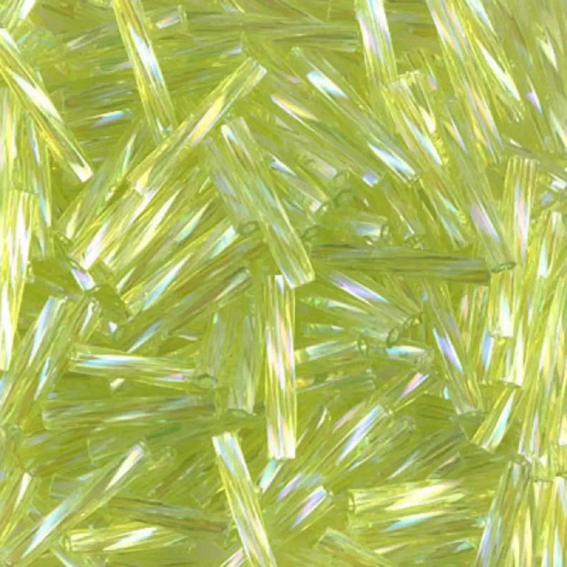 Miyuki TW258AB Twisted Bugle Beads: AB Transparent Chartreuse, 12mm, (25g/~420)