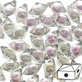 DiamonDuo 2 hole glass beads: 5 mm L x 8 mm W, diamond shaped, prismatic icicle, 12 gm, ~80 beads