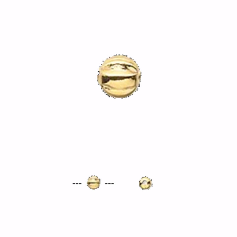 Gold Plated Brass Beads: 2.5mm Corrugated Round, 100 Pieces
