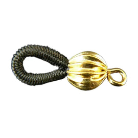 Eyeglasses ends: black with 7 mm corrugated gold plated ball, 20 mm long x 7 mm wide, 24 pcs. Make beaded, chain, or cord eyeglasses holders