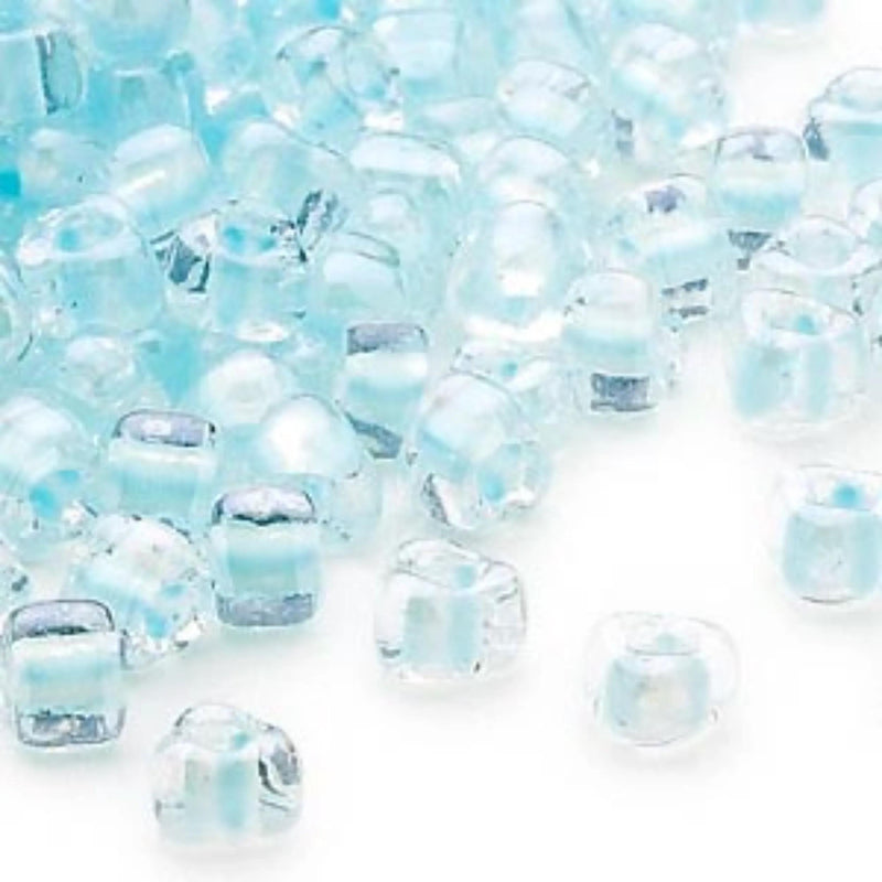 Miyuki Triangle Glass Seed Beads, Clear Ice Blue Lined, Size 5 (4mm), TR1112